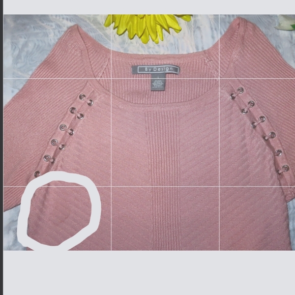 Longsleeves stretchable lace up pink top size L- By Design - Picture 9 of 9